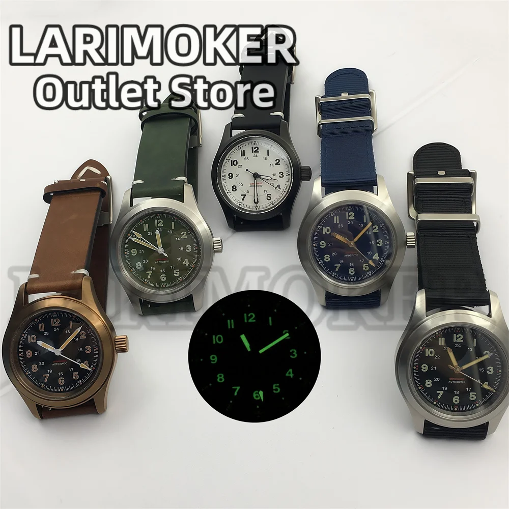 

Часы LARIMOKER NH35 PT5000 Автоматические механические 36 мм/39 мм зеленый светящийся циферблат с кожаным ремешком модные мужские механические часы