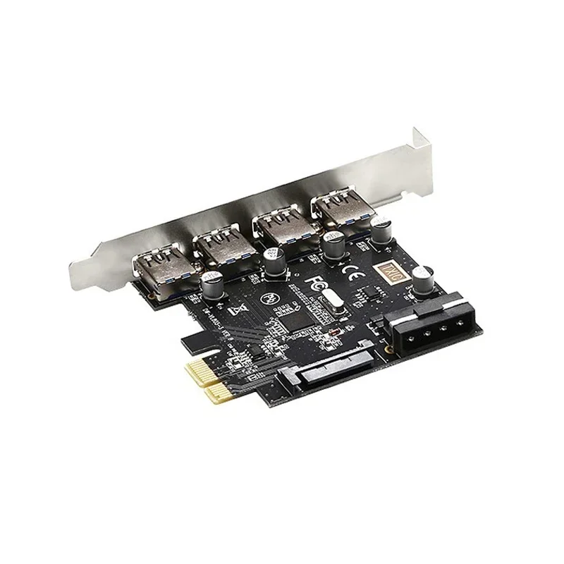 4 port USB 3.0 PCI-E Extension Card 4PIN/15PIN Power Connector for Desktops PC RISER CARD
