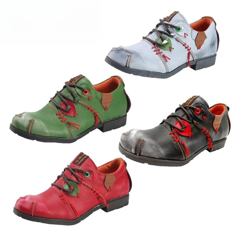 Y2K Vintage Women Hand‑Stitched Hollow‑Out Sneakers, Lace‑Up Cut‑Out Leather Casual Shoes Ins‑Style Retro Daily Street Footwear