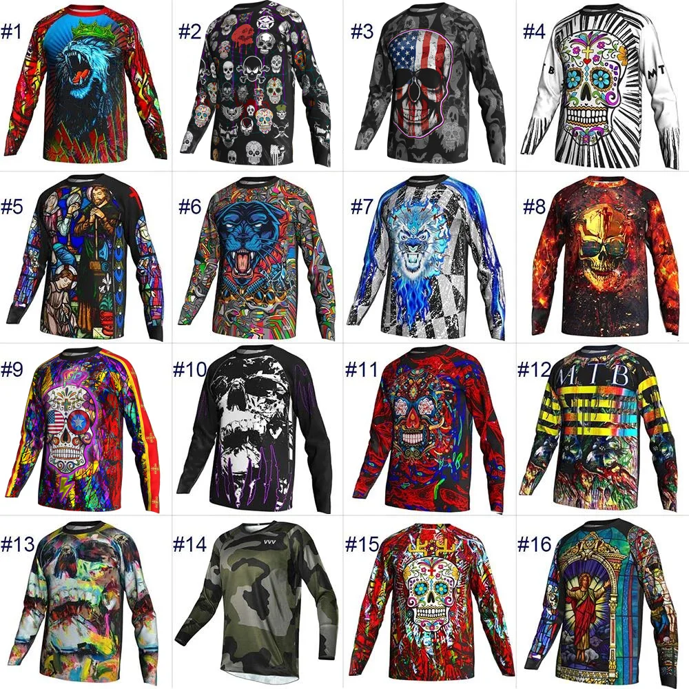 Long Sleeve Motocross Cycling Jersey, Bicycle Ghost Shirt, MTB Bike Downhill Wear, Custom Road Mountain Jacket, Skull Top