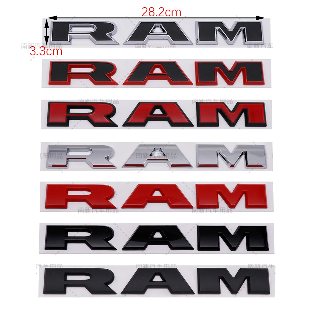 28.2x3.3cm ABS Naklejka z emblematem na tylną klapę samochodu, naklejki z logo na bok karoserii do Dodge RAM Logo 1500 2500 3500 Caravan Charger Dakota — 2