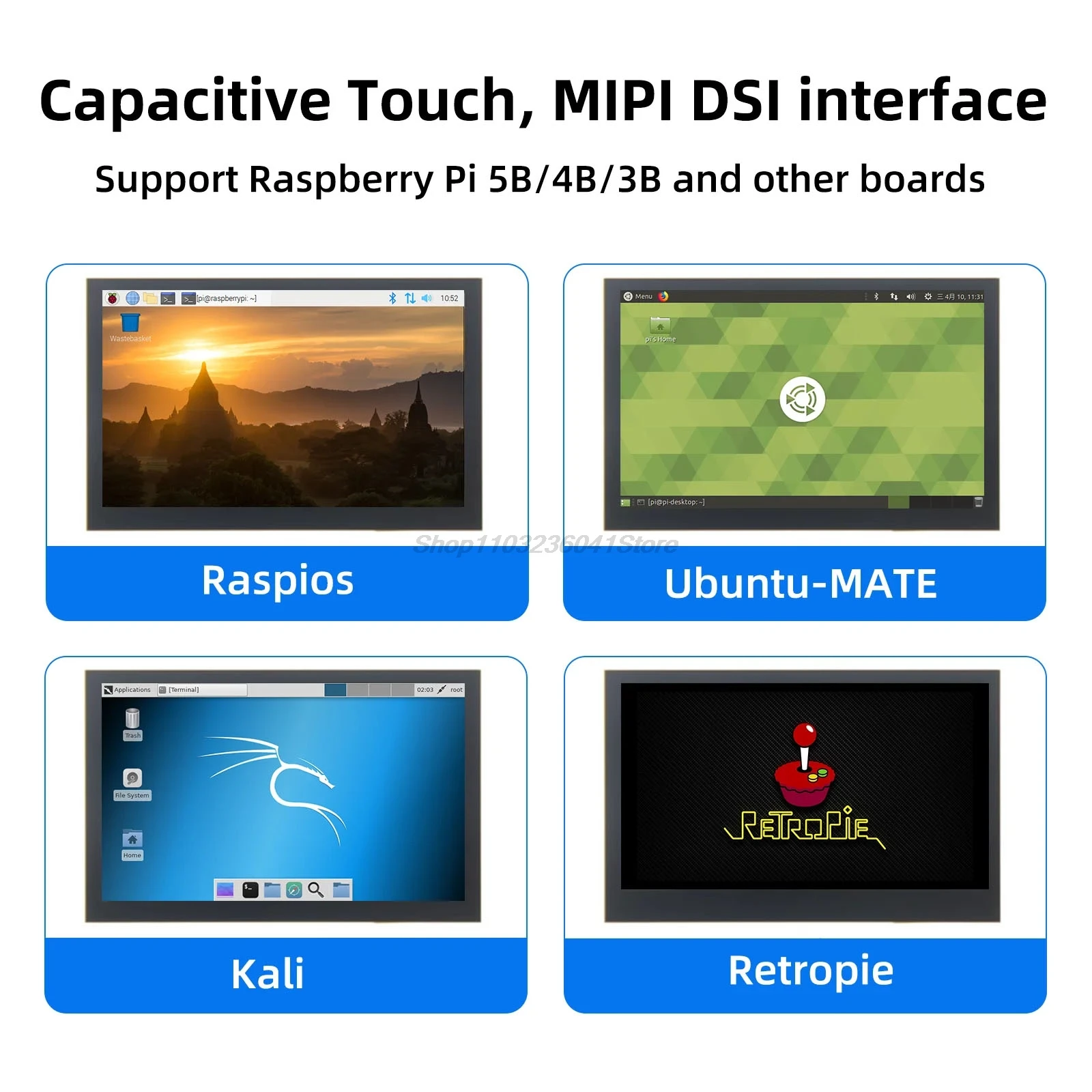 4.3/5/7 Inch Touchscreen Monitor for Raspberry Pi 5 4 B 3 B+ A+, 800x480 Pixel Display, 5-Point Touch Screen, Driver-Free