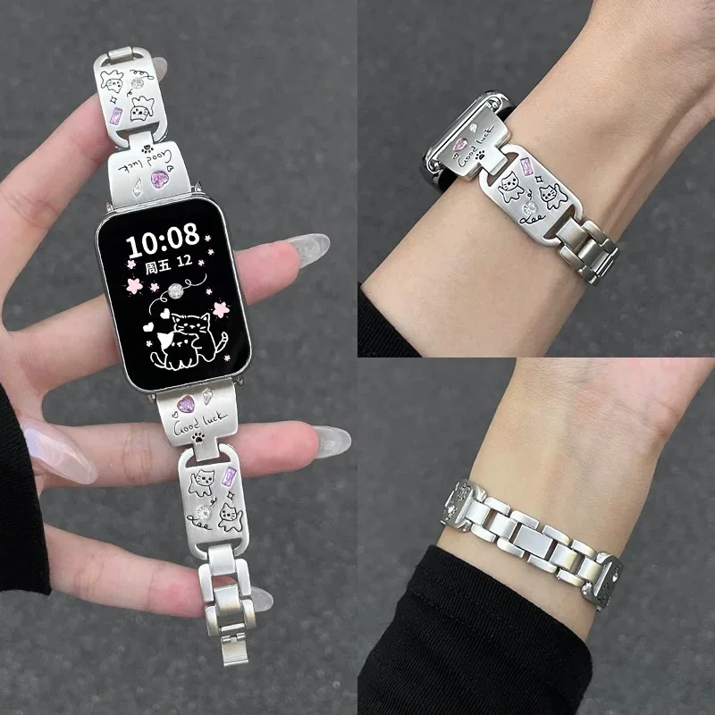

Metal Strap For Xiaomi band 9 Pro Stainless steel Sport Watchband For Redmi watch 5/4 Woman Wristband Fashion Correa Bracelet