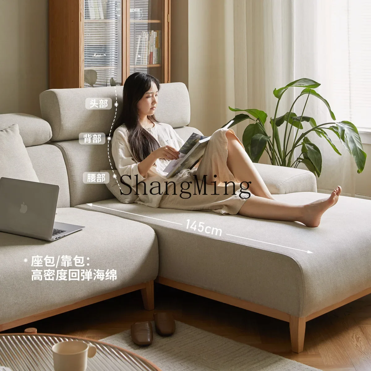 ZZJ simple high-value fabric sofa large apartment living room balcony furniture high backrest comfortable corner sofa