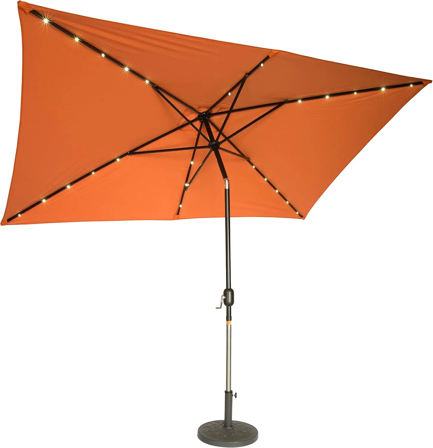 

Rectangular Solar Powered LED Patio Umbrella - 10' x 6.5' Orange, Energy Efficient Outdoor Lighting