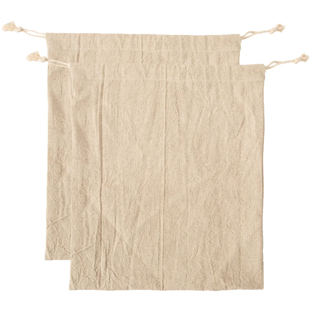 

2pcs Linen Bread Storage Bags Reusable Drawstring Fabric Pouches For Baking Pastry Homemade Loaf Bread Holder Food Grocery Bag