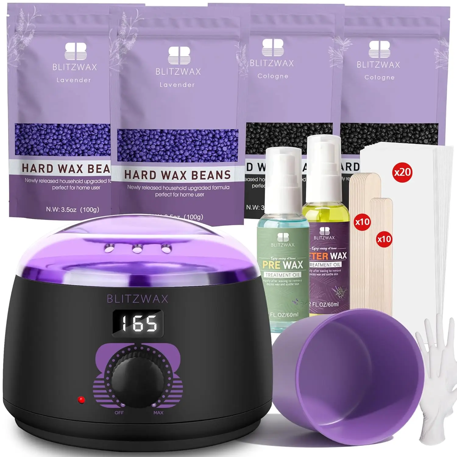 

Нагреватель для твердого воска для лица, ног и тела, набор для домашнего удаления волос, подходит для начинающих, быстрый цифровой нагрев, 51 восковой элемент
