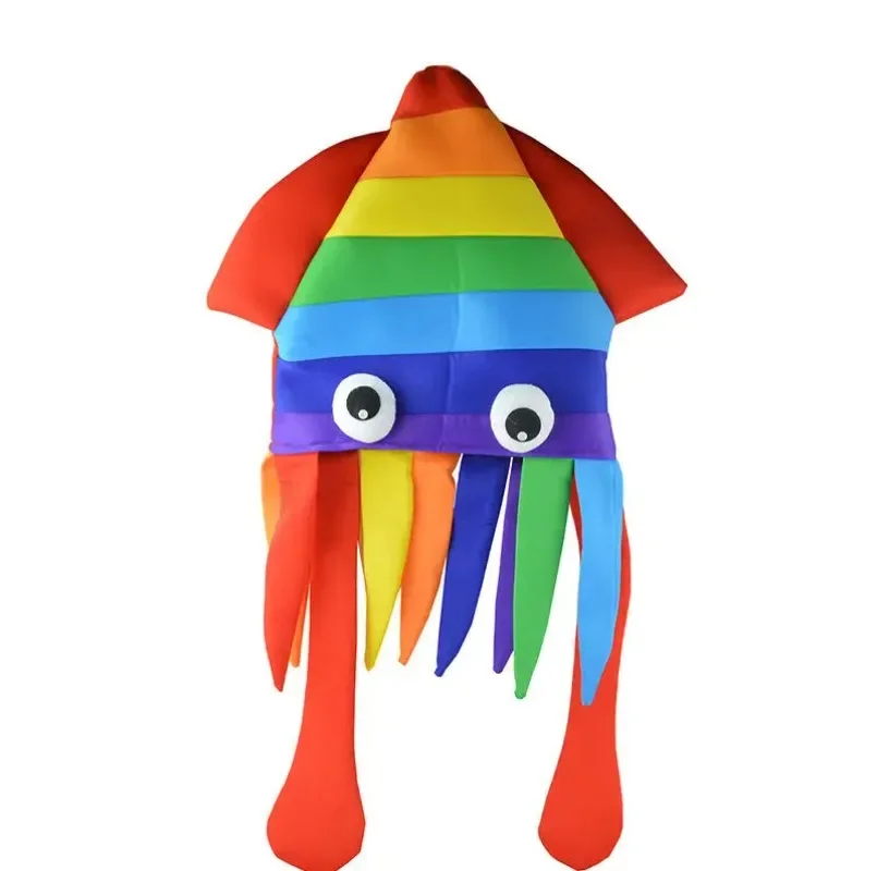 Halloween Funny Rainbow Squid Hat Yellow Flying Duck Hat Clothing Accessories Carnival Fun Party Marine Animal Octopus Headdress