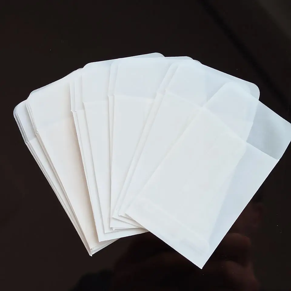 

Mini Size 5*7cm Translucent Vellum Paper Envelope For Coins Collection Garden Seeds Or Stamps - No Moistenable Glue