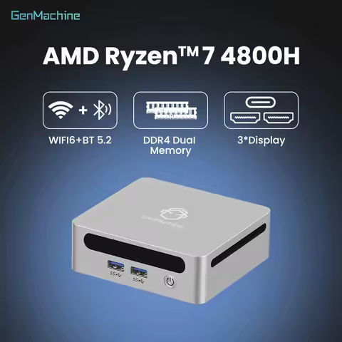 GenMachine AMD Ryzen 7 4800H Mini PC Windows 11 DDR4 Max 64GB WIFI6 24GBPS RTL8852 BT5.2 4.2GHz Gaming Computer