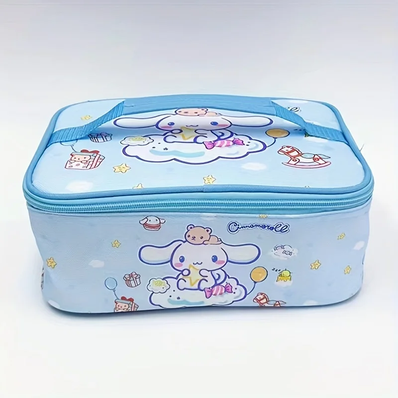 Sanrio Cartoon Character Insulated Lunch Bag - Water-Resistant Canvas Cooler Box with Cute Kawaii  Perfect Daily Storage Satchel