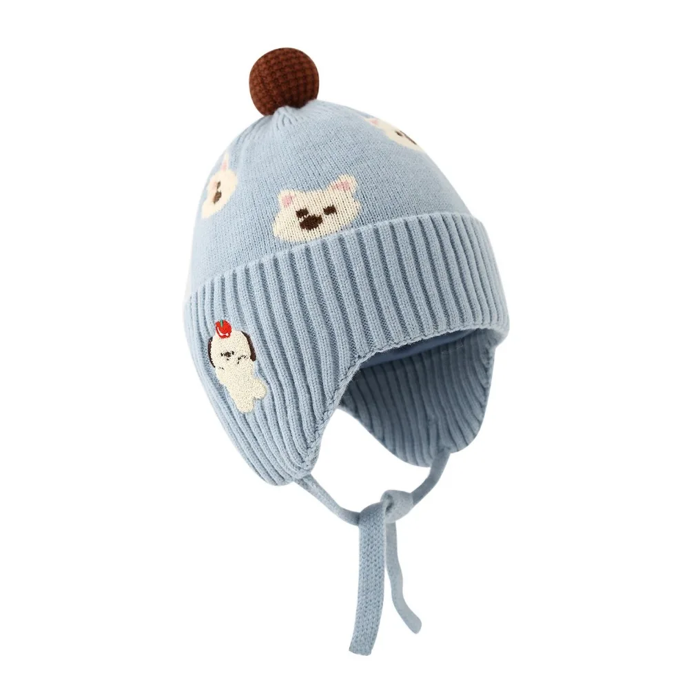 

Fleece Lining Winter Baby Crochet Hat Windproof Soft Toddler's Knitted Cap Thermal Thickened Ear Protection Hat Baby Headwear