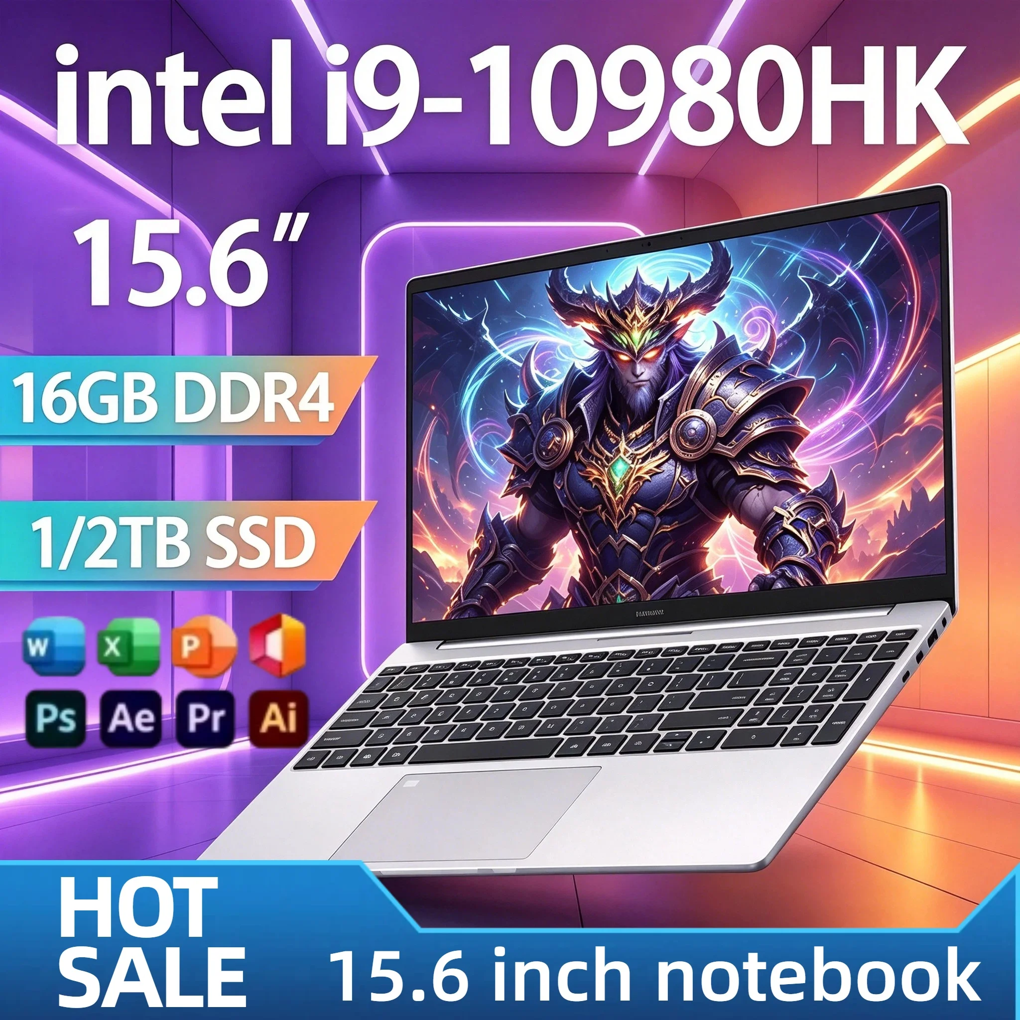 Intel Core i9 10980HK 15.6 Gaming Laptop 8C16T 2.4 5.3GHz 32GB RAM 2TB SSD Fingerprint WiFi6 4K Ultrabook Pro Max Plus