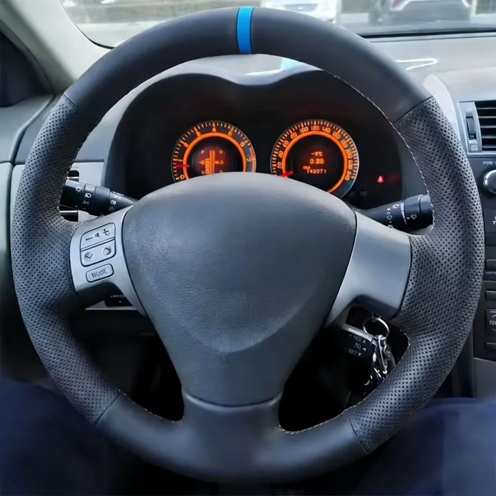 Funda de Volante Cosida a Mano, Resistente al Desgaste, de Cuero Artificial, para Toyota Corolla, Matrix 2006-2010, Auris 2007-2009