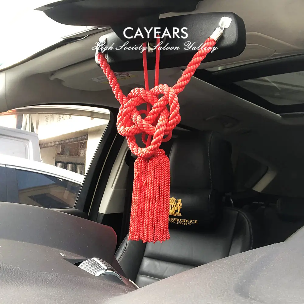 Cayears JDM JP Junction Produce Luxury Red Fusa Kiku Knot Kintsuna Rope For Car Auto Rearview Mirror VIP Fastening