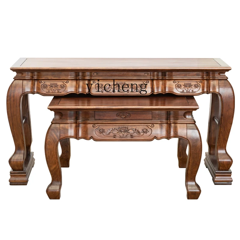 LYY  Buddhist shrine offering incense table household all-log Buddha table Guanyin Shentai rural area