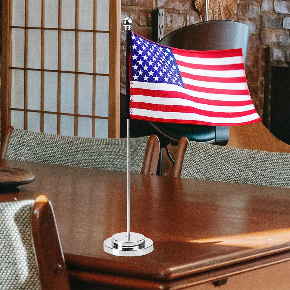 4Pcs Metal Flag Stand for Desktop Wear Resistant Table Flagpole Office Flag Base Decorative Holder for Small Flags