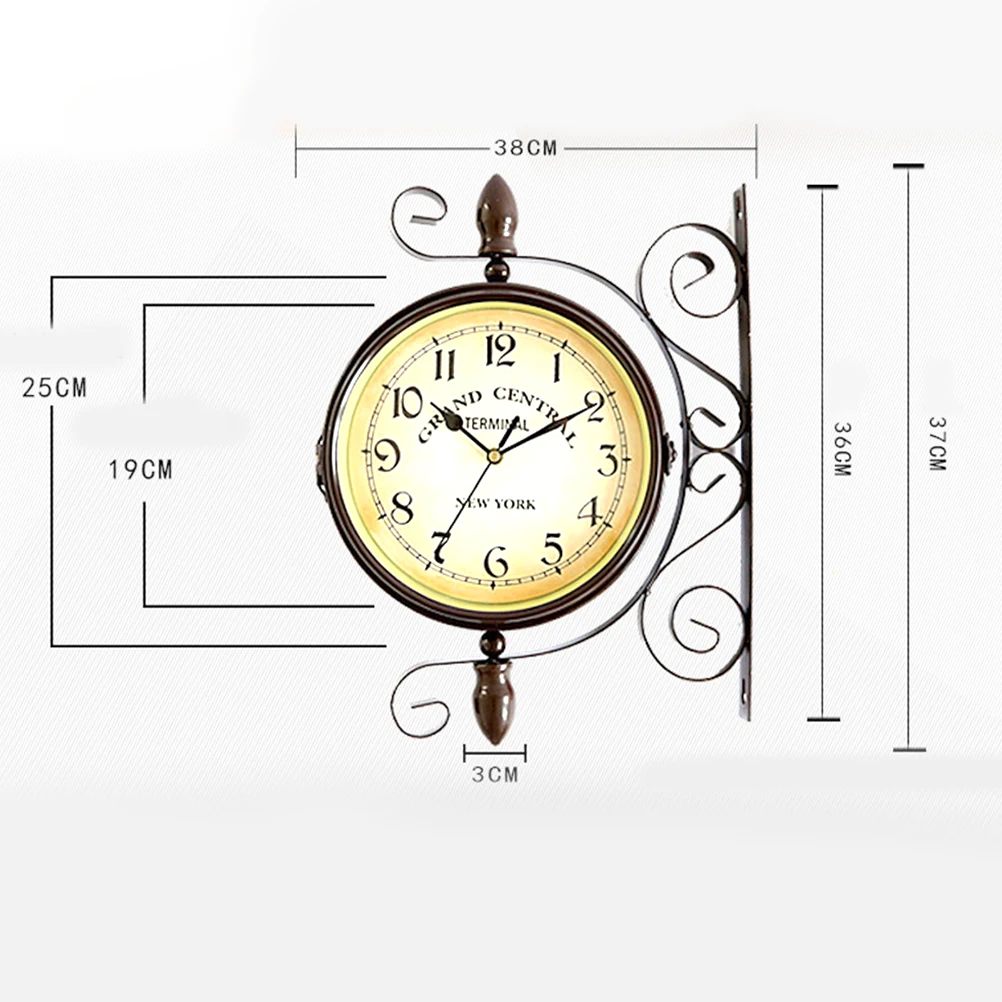 

Double Sided Wall Clock Creative Decor Hanging Bar Home Beautiful Coffee Shop Iron
