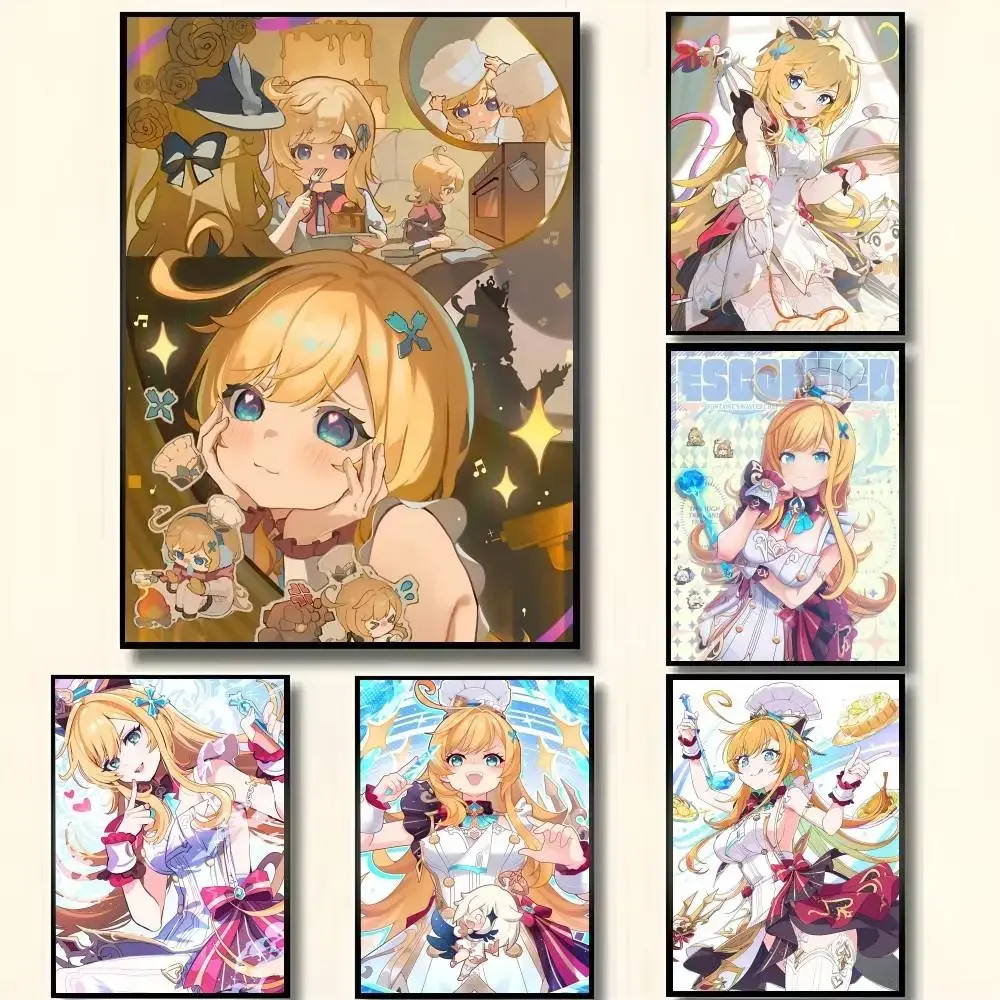 Anime Game Genshin Impact Escoffier Posters High Quality Self-adhesive Wall Art Decorations Color Prints