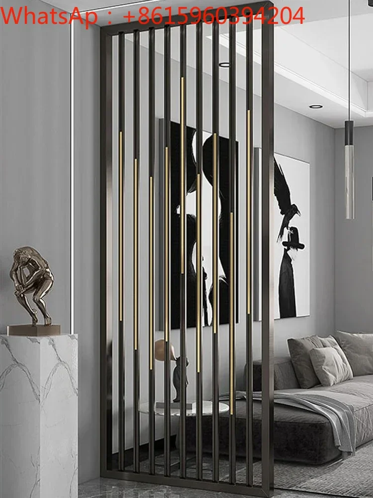 Customized light luxury stainless steel screen, customized new Chinese style metal partition, living room, entrance,