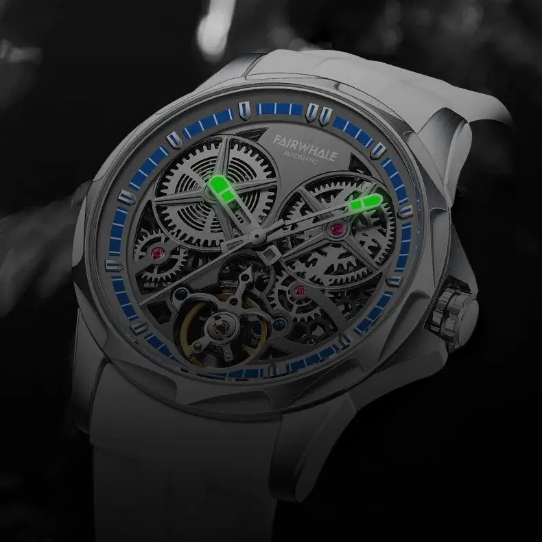 Hot Fairwhale Automatic Watch For Mens Sports Silicone Strap Clocks Mans Fashion Tourbillon Mechanical WristWatch DropShipping