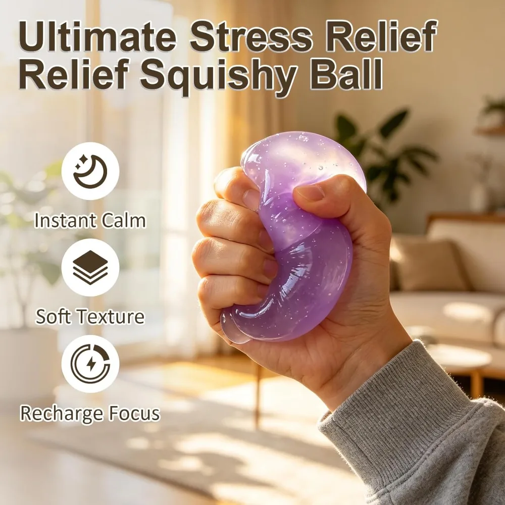 Blue/pink Squishy Ball Cute Anti Stress Fidget Gift Soft Simulated Blue Transparent Ball Quick-Rebound Decompression Gadget