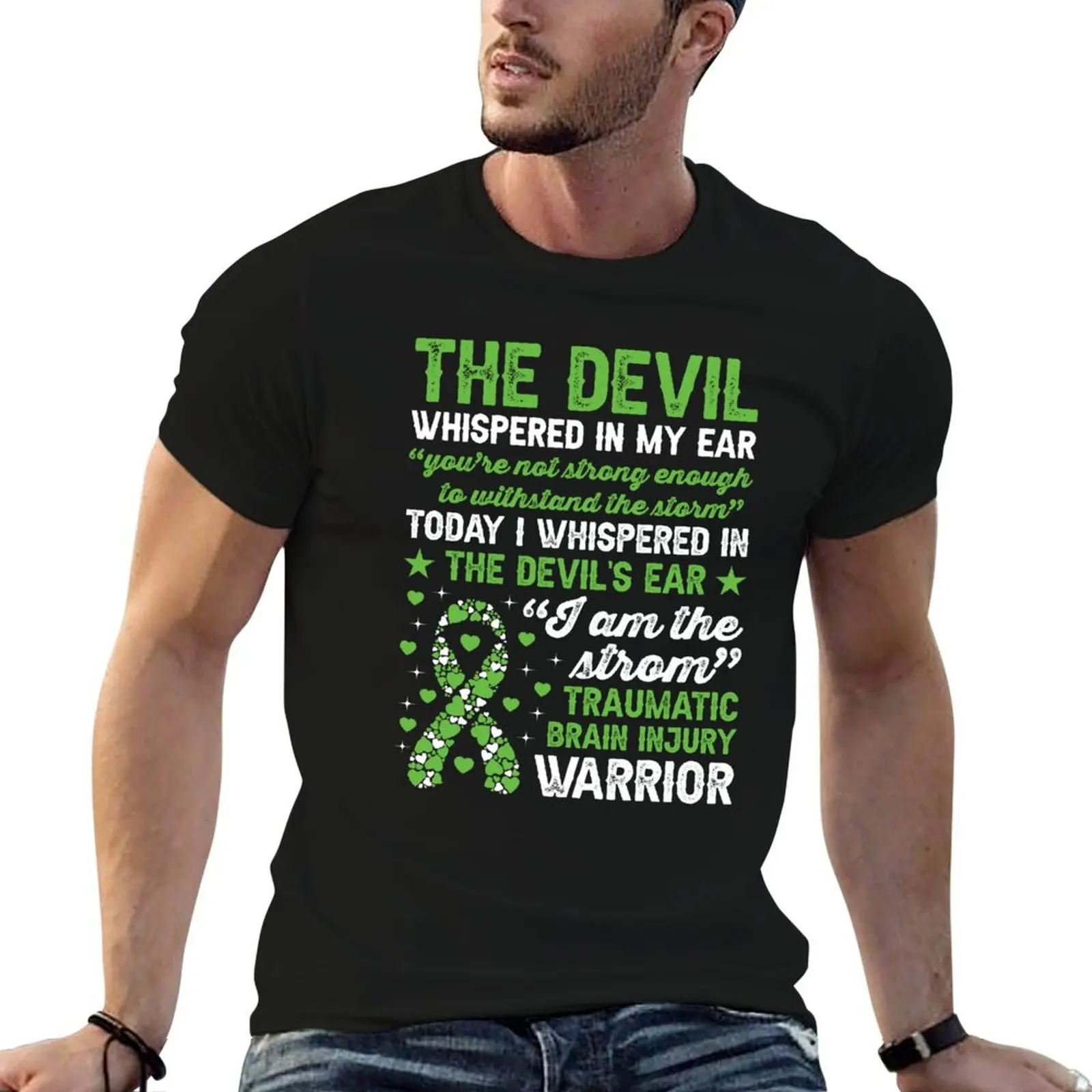 Camiseta I Am The Storm Traumatic Brain Injury Warrior, camiseta de concienciación sobre TBI, camiseta con lazo verde, camiseta Brain Is Healing Brain Sur