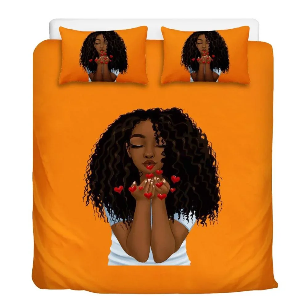 

Hot Sale Print on Demand Design Modern Black Art African Girls Printed Home Bed Sheet Duvet Cover Comforter Set Bedding Luxury