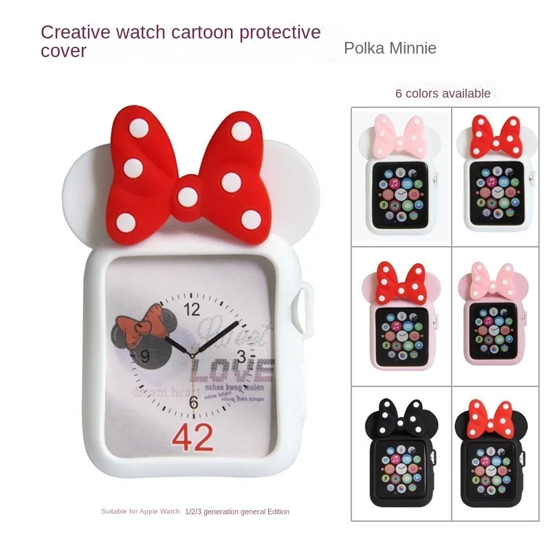 Disney minnie-Apple Watch用ソフトシリコンカバー,素敵な保護ケース,シェル,iwatch 3, 4, 5, 6, 38mm, 42mm, 40mm, 44mm