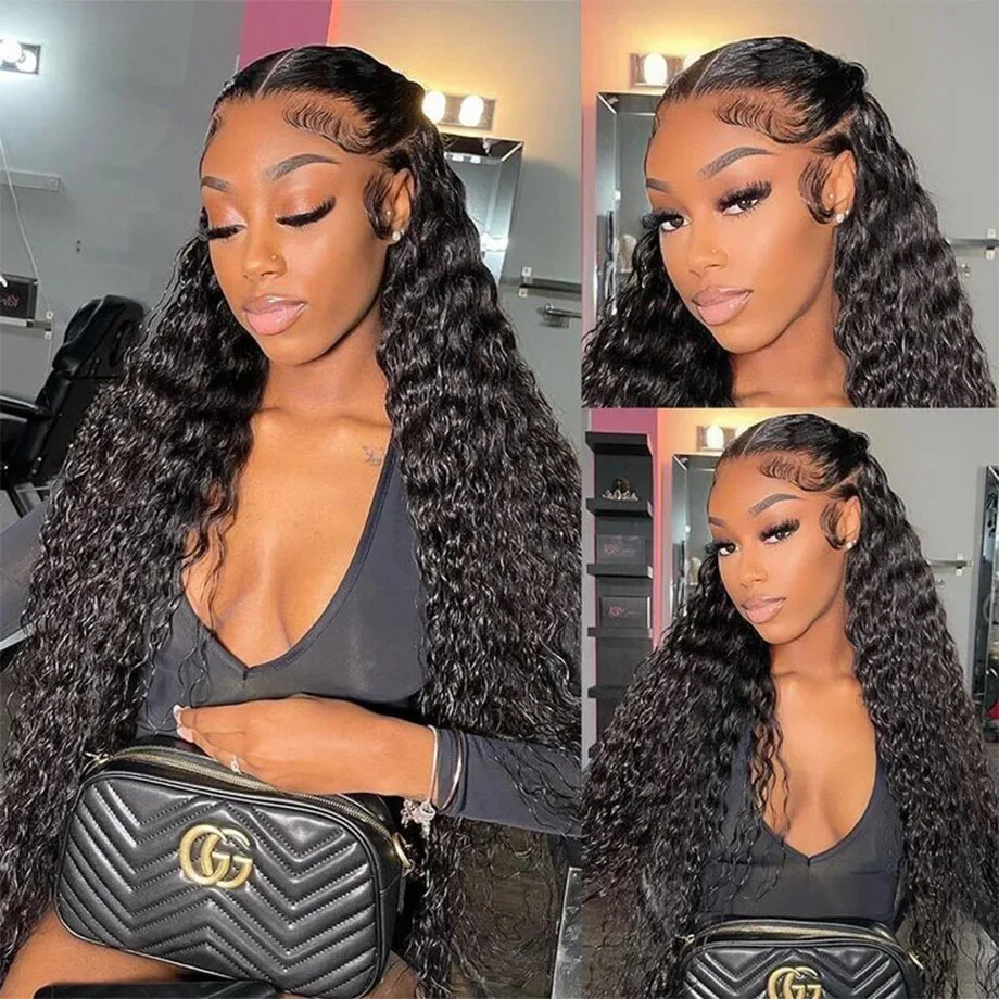 28 34 40 Inch 13x6 HD Lace Front Wigs Loose Deep Wave 220 Density 13x4 Water Curly Lace Frontal Human Hair Wig