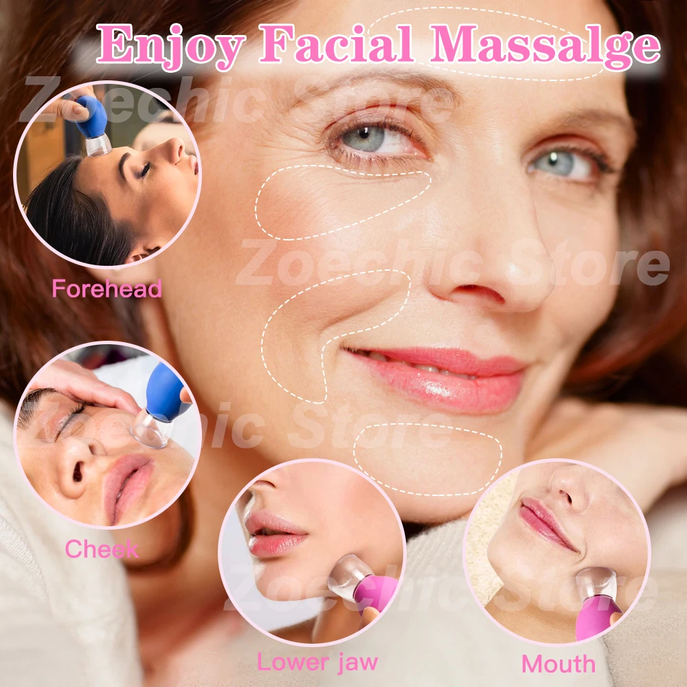 Facial  Cupping Machine Silicone Face Massager Lifting Facial Shaping Vacuum Glass Jar Anti-Wrinkle Cupping Therapy Beauty Tool