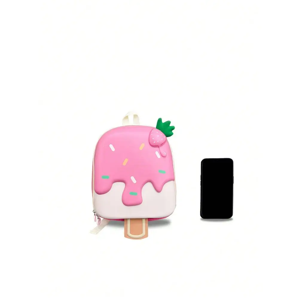 InsStyle Cute Cartoon Ice Cream Shaped Backpack, Strawberry Ice Cream Design