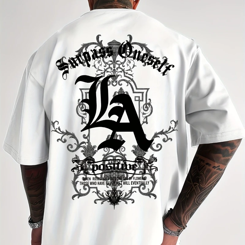 

Мужская повседневная футболка с узором Лос-Анджелеса в американском стиле ретро, новая летняя модная мужская и женская уличная одежда из чистого хлопка в стиле ретро