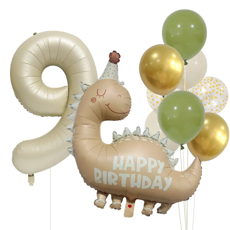 12-teiliges Dinosaurier-Zahlen-Geburtstagsballon-Set, perfekt für Kindergeburtstagsfeiern, Babypartys, Fotohintergründe und festliche Szenendekoration – Detail 12
