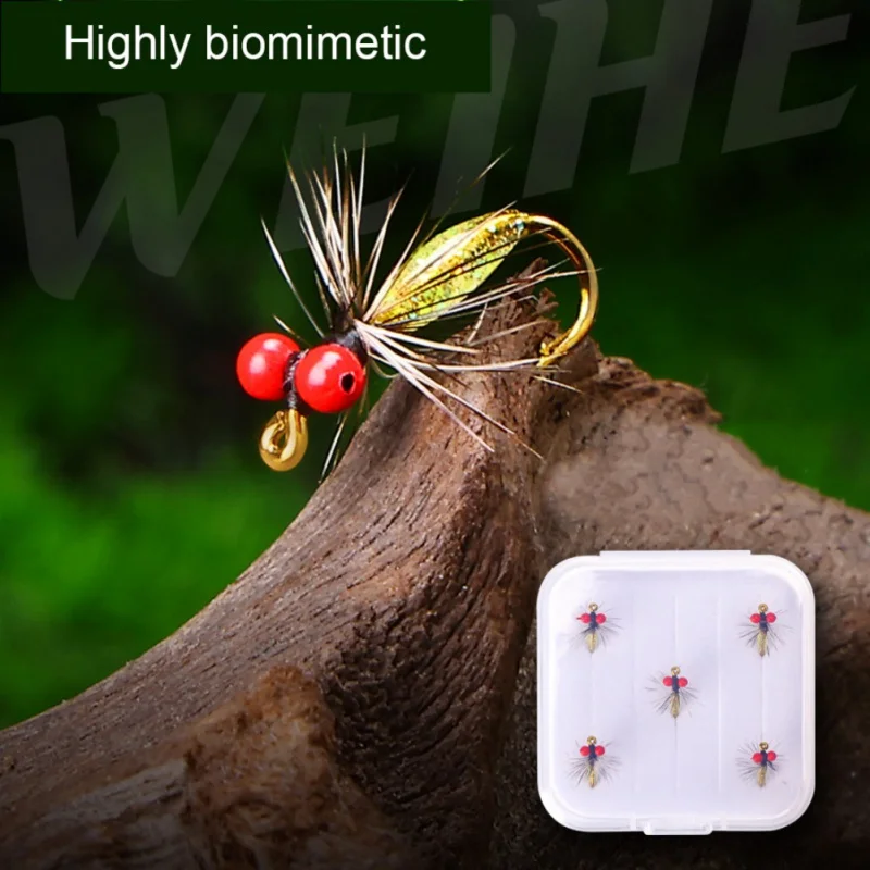 5PCS/Set Fly Tying Hook Fishing Bait Flashing Fly Hook Outdoor Fly Fishing Lure Bass Height Biomimetic Fishing Tackle