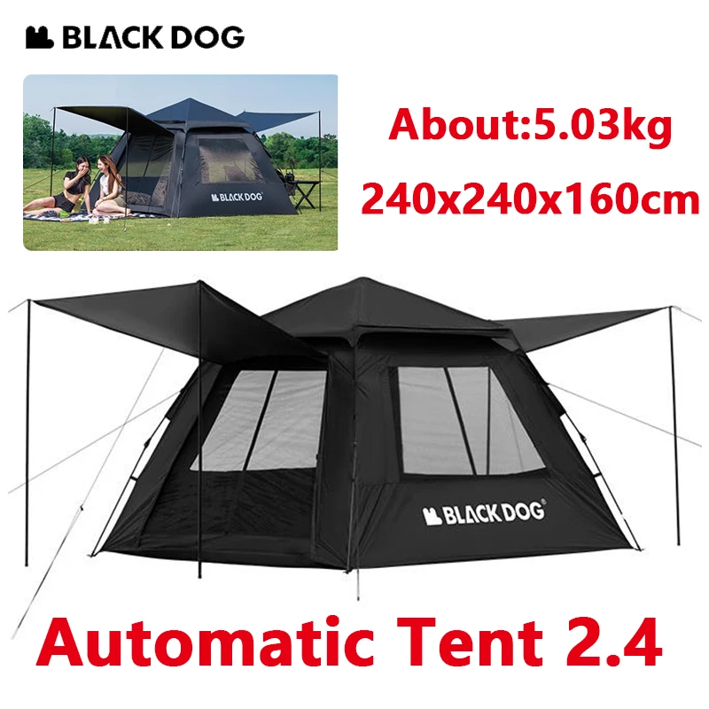 Naturehike BLACKDOG Automatic Tent Camping Outdoor Dome Portable 150D Vinyl Black Coating Sunscreen Tourist Beach Waterproof Ten