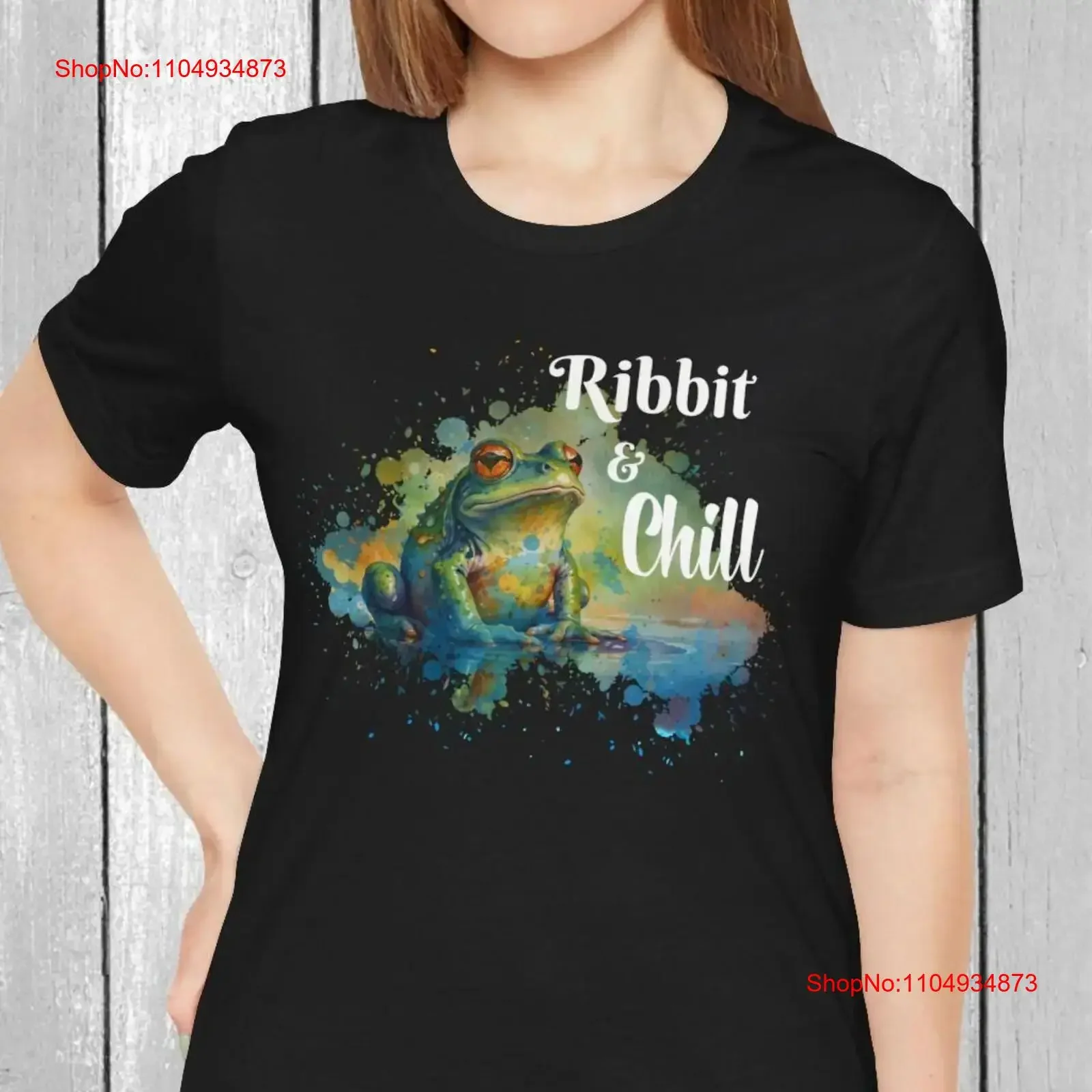 

Frog T Shirt Ribbit and Chill Amphibian Funny Animal Top Jersey vintage Washed Comfortable Stretched Casual Soft Stylish Unisex