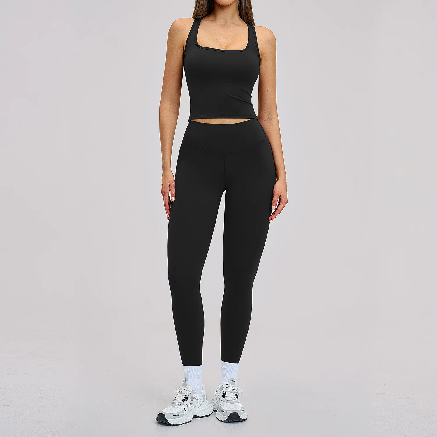 Women's Set Gym Shockproof Running Leggings Outdoor Recreation Yoga Suit Beautiful Clothing Clothes Professional Fitnes Tank Top