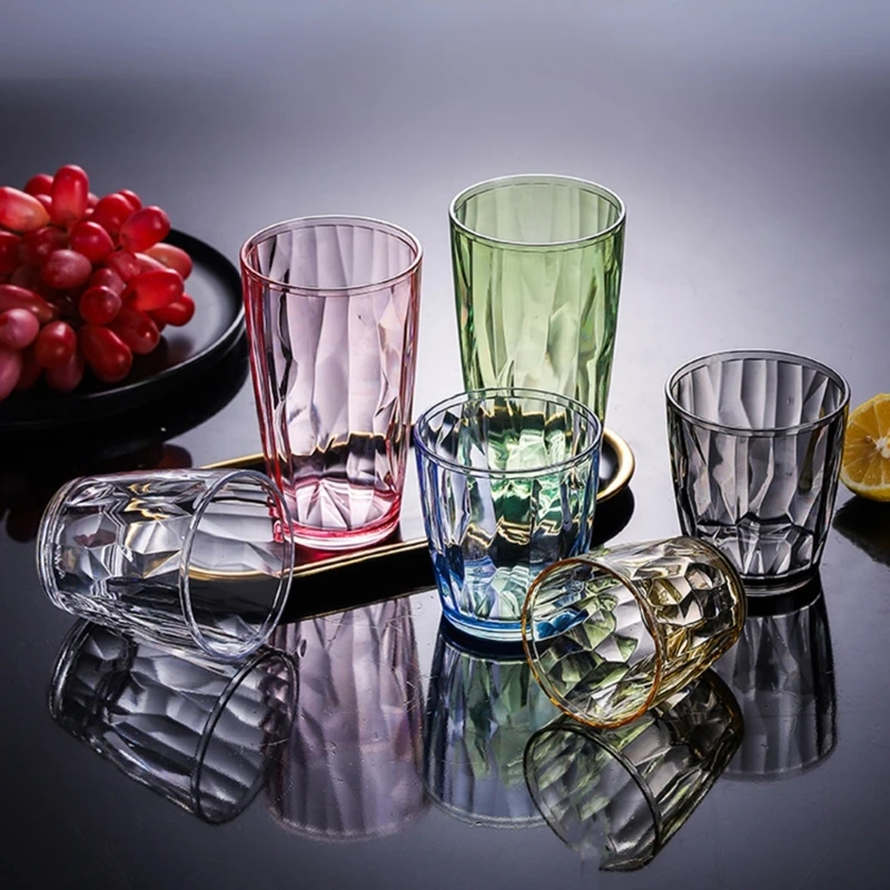 Unbreakable Acrylic Drinking Glasses Shatterproof Water Tumblers 210ml Reusable Champagne Fruit Juice Beer Cup for Bar