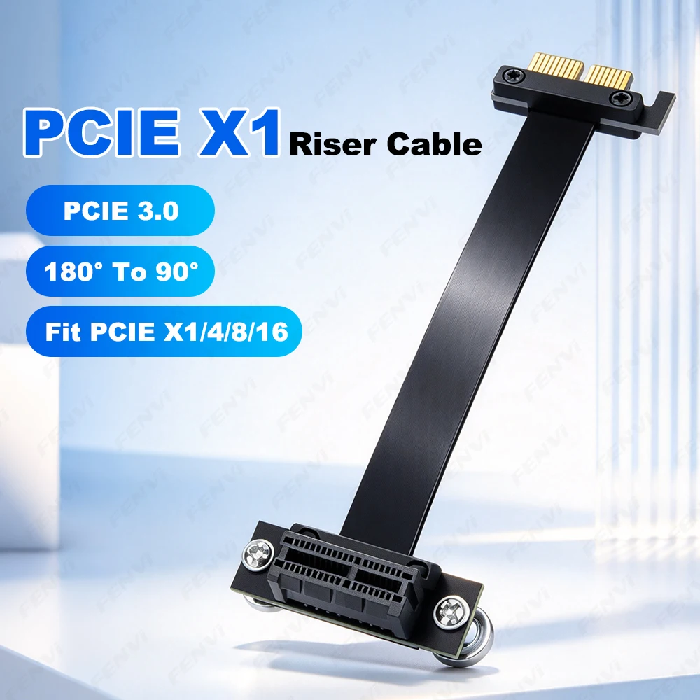PCIE X1 Riser Cable 180° 90° Right Angle 8Gbps 10CM PCI Express X1 Extension Cable for PCIE Devices Motherboard Extender