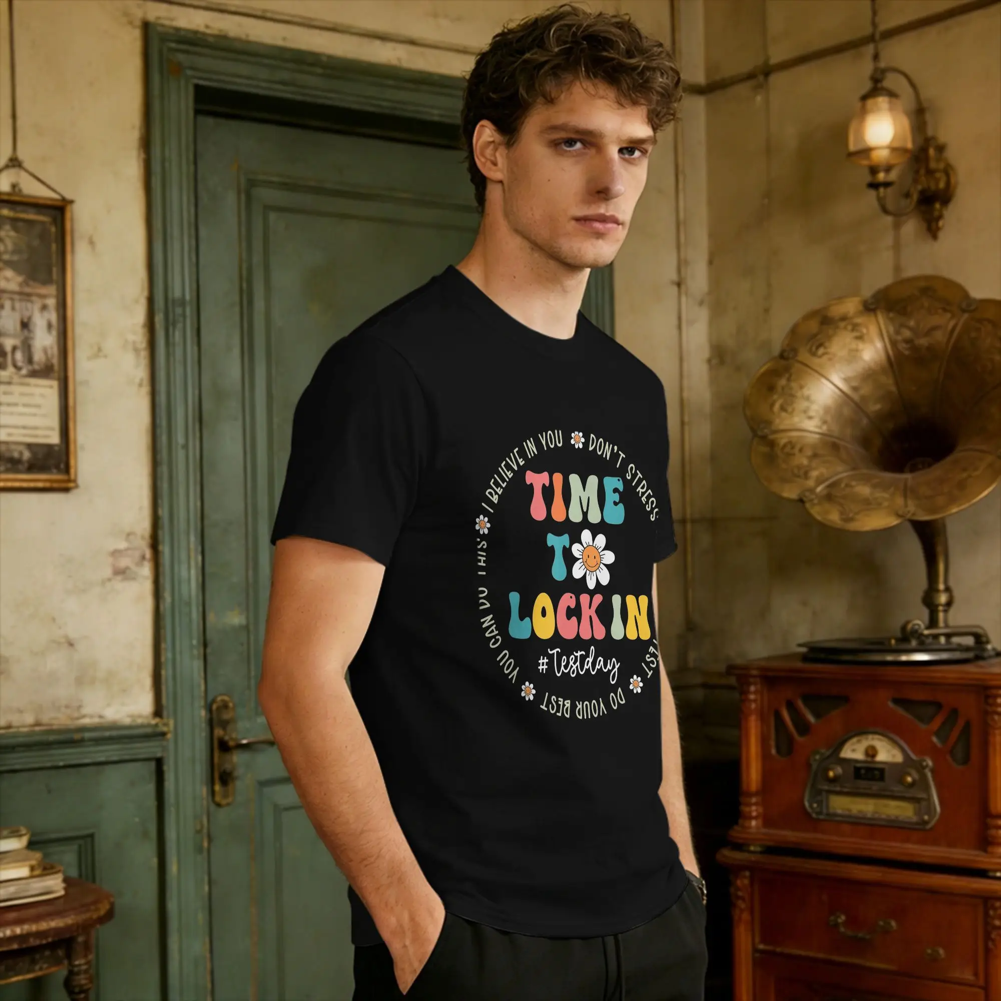 Men's You Got This Test Day State Testing Time To Lock In Teacher T-Shirts  Pure Cotton Clothes Summer T Shirt Round Neck Tshirt