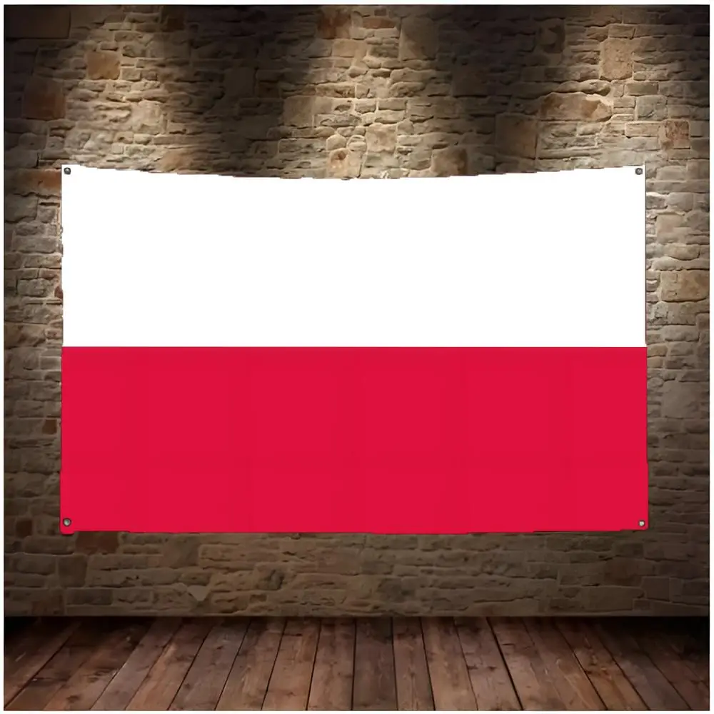 Poland White Eagle Red White Flags Daily four ring borderless design indoor outdoor decor easy hang install