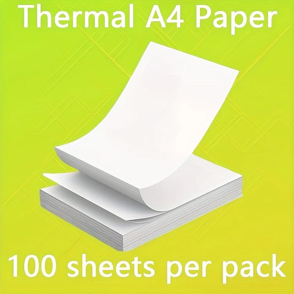 100 Sheets A4 Thermal Paper, American Letterhead Compatible with Most A4 Thermal Printers, Quick-Drying A4 Thermal Paper