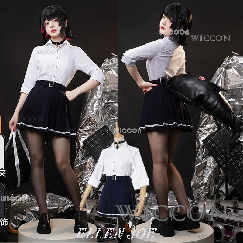 Game Zenless Zone Zero Ellen Joe Cosplay Costume Wig Cute Shark Girls JK School Uniform Skirt Woman Kawaii Carnival Suit Doujin