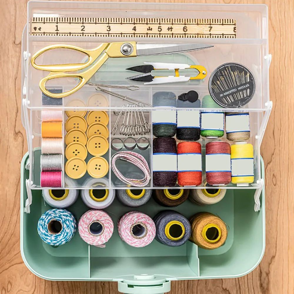 Sewing Kit Box for Adults Beginners Sewing Kits Accessories Home Sewing Box Stitching Repair Kit Compartments Box S