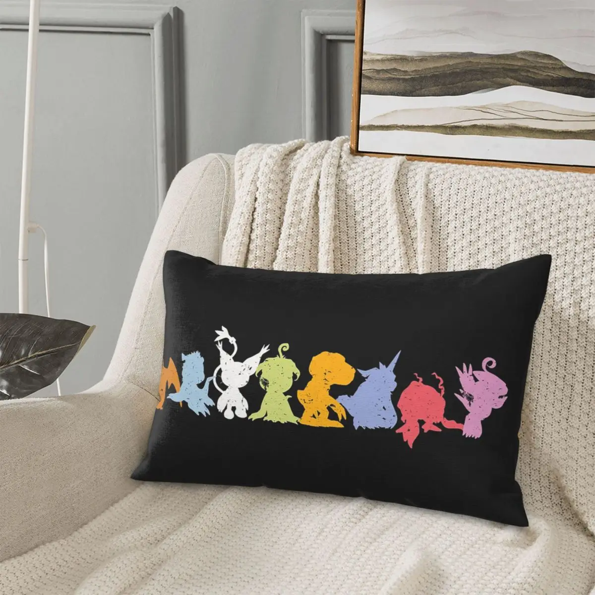 Rookies Lineup Digimon Agumon Matt Gabumon Sora Anime Rectangle Pillowcase Cushion Cover Decorative Home Comfort Throw Pillow