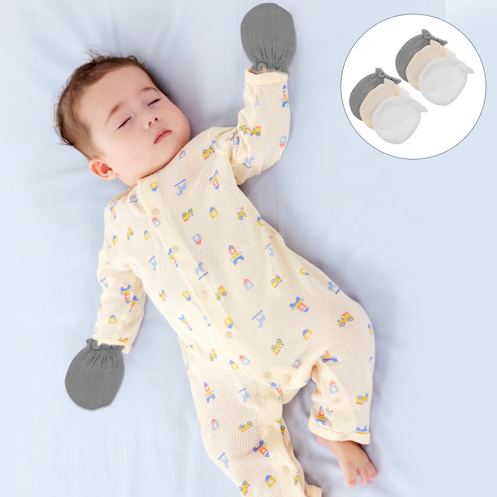 

6Pairs Infant Baby Mittens Newborn Breathable Anti Scratch Gloves Soft Hand Covers for Boys Girls Baby Mittens Newborn