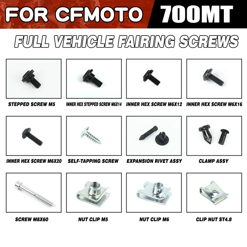 For CFMOTO 700MT Full Vehicle Fairing Screws Motorcycle Parts CF Moto 700 MT Moto Accessories