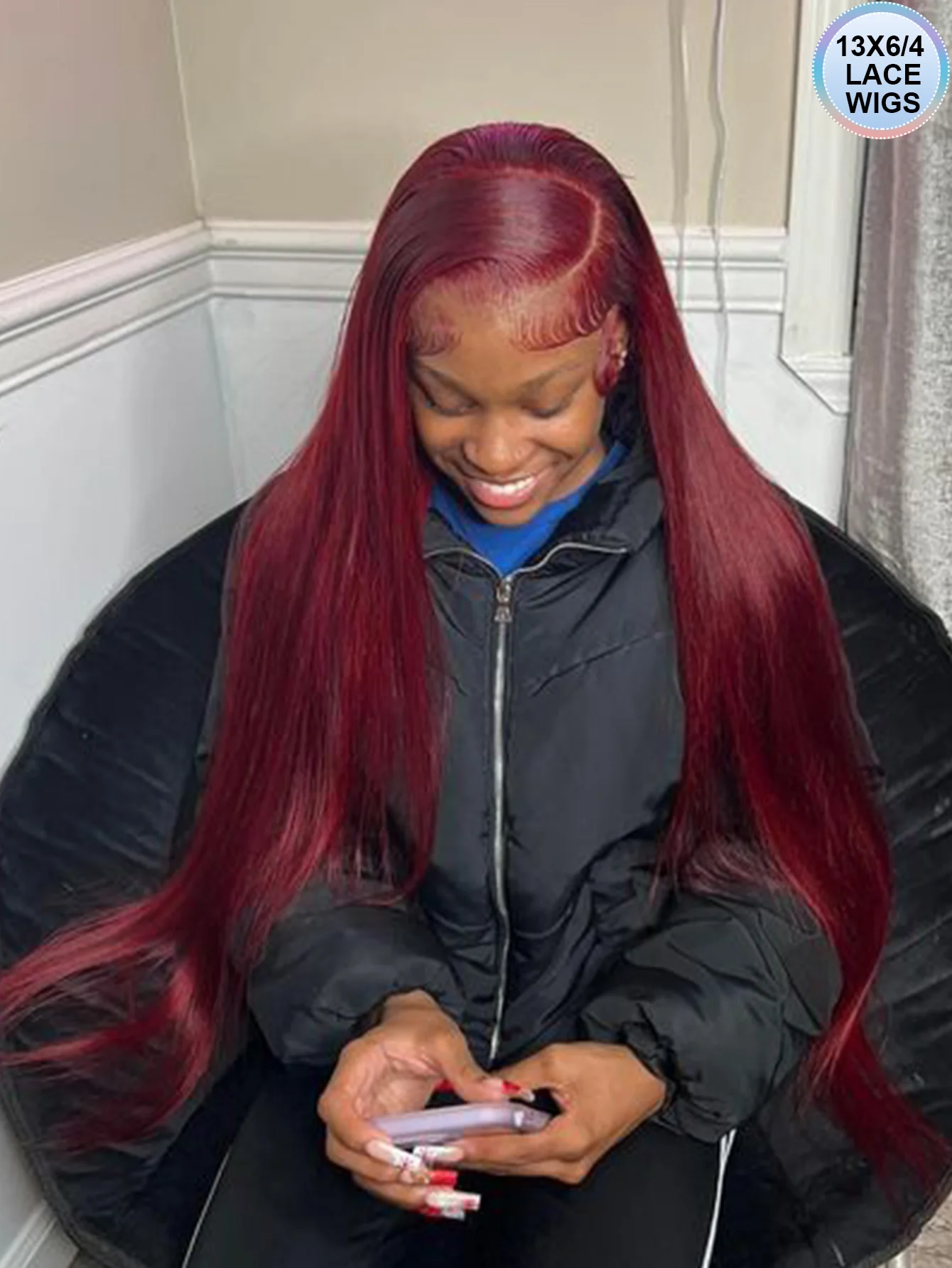 

Длинный парик из натуральных волос 99J красного бордового цвета с кружевной передней частью 13X6 13X4 HD, прямой, с предварительно выщипанной линией роста волос, 34 дюйма