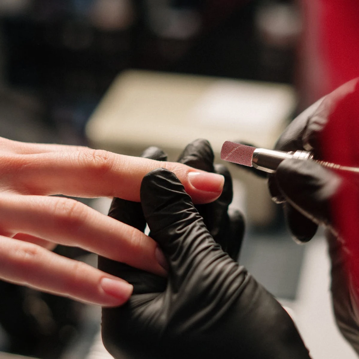 100 قطعة قماش كاشط أحمر أسطواني رأس مطحنة 1/2 ''طبل 1/2'' الارتفاع 180 # أدوات مثقاب الأظافر الكهربائية #4